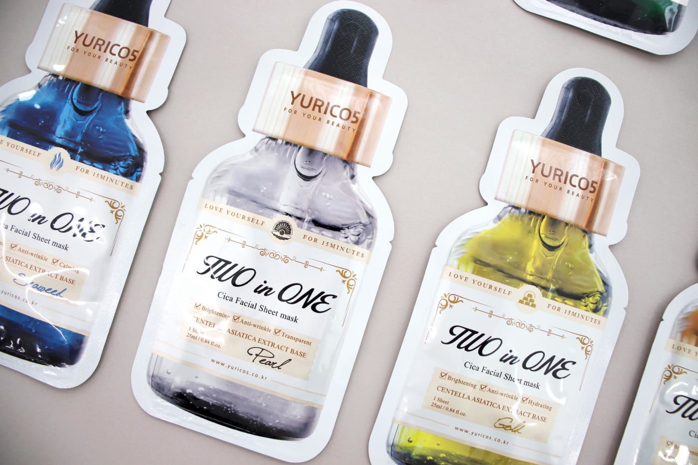유리코스 투인원 시카 8종 마스크팩 진정부터 미백주름까지 토탈 케어