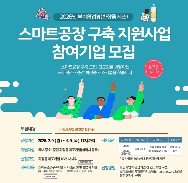 화장품 제조기업 대상 2026 스마트공장GMP 구축 지원사업 모집