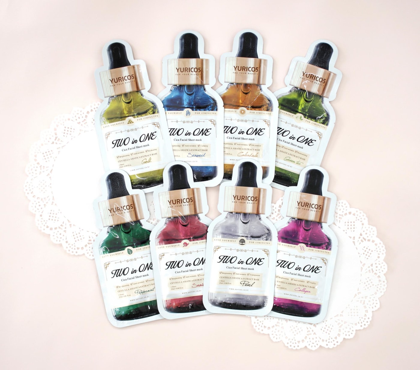 유리코스 투인원 시카 마스크팩 8종 맞춤 진정부터 미백주름개선까지